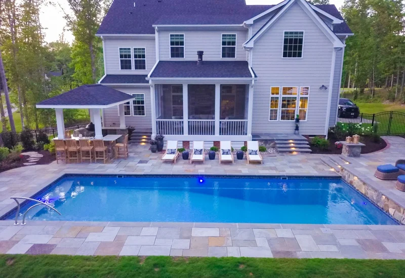 001. T40 pool in Granite Grey and surrounded by bluestone coping