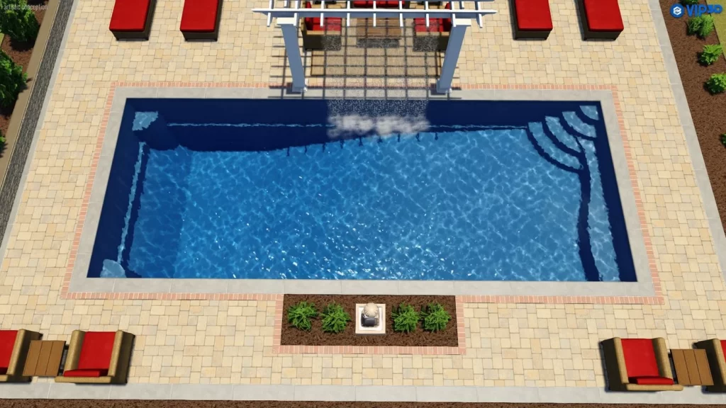 018. T40 pool with pergola and lawn furniture (simulated 3D illustration)-2